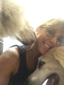 Janice and her 2 dogs hugging