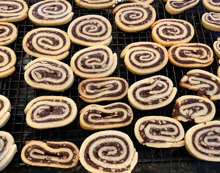 pan of make ahead cookie dough chocolate swirls