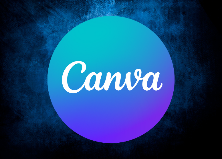 Canva logo on blue denim-look background