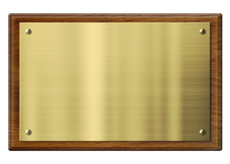 wood plaque with unengraved brass plate