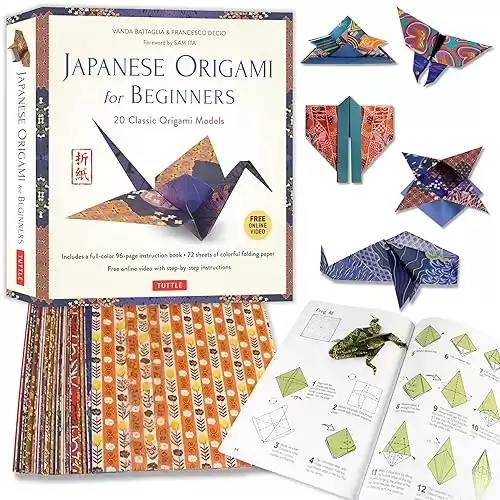 Japanese Origami for Beginners Kit: 20 Classic Origami Models: Kit with 96-page Origami Book, 72 Origami Papers, Instructional Videos