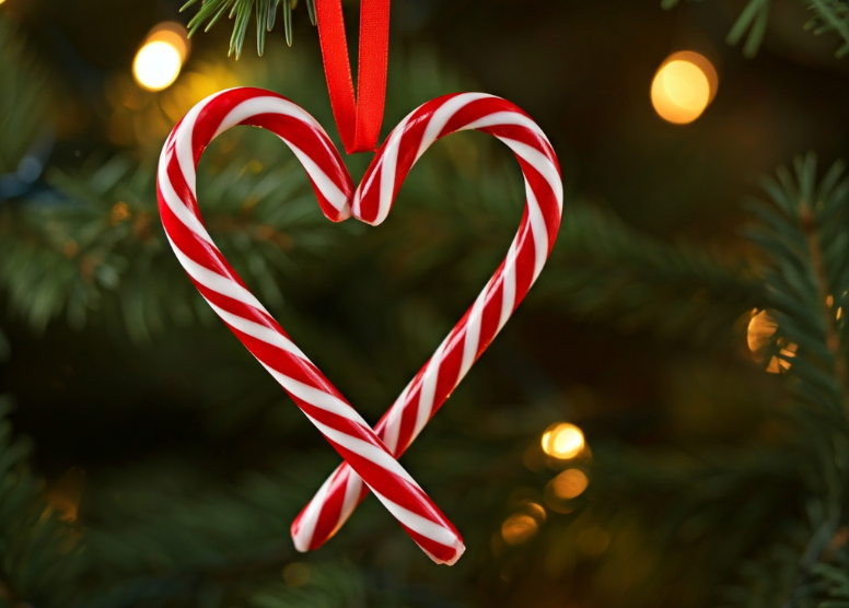 candy cane heart ornament